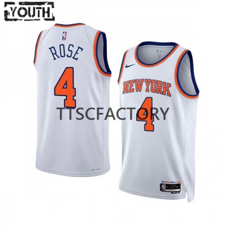 Maillot Basket Enfant New York Knicks Derrick Rose 4 Nike 2022-23 Association Edition Blanc Swingman